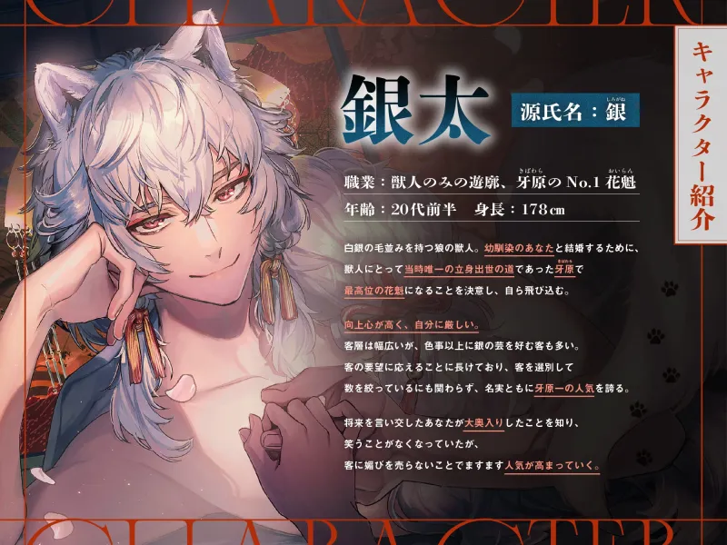【初恋×嫉妬執着×相愛SEX】獣人遊郭。〜No.1花魁”銀狼”の独占欲丸出し濃厚発情えっち
