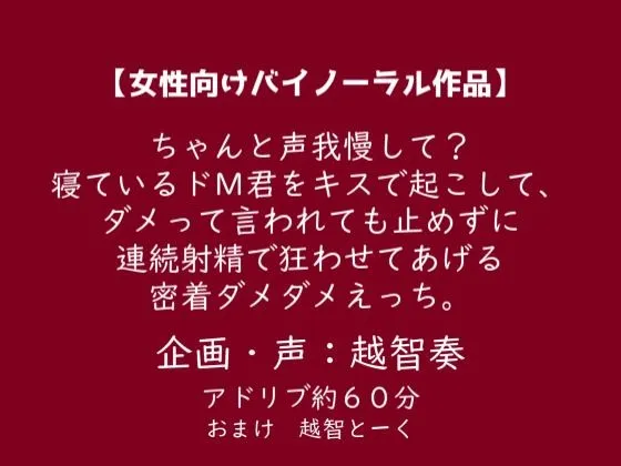 【女性向けバイノーラル】ちゃんと声我慢して?寝ているドM君をキスで起こして、ダメって言われても止めずに連続射精で狂わせてあげる密着ダメダメえっち。【KU100】