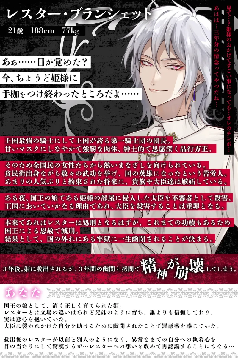 〜 病みの王子様 〜 過酷な幽閉で混乱と狂気に堕ちた英雄の愛と欲望【執着♦️拘束♦️媚薬♦️調教♦️孕ませ♦️中出し♦️巨根】