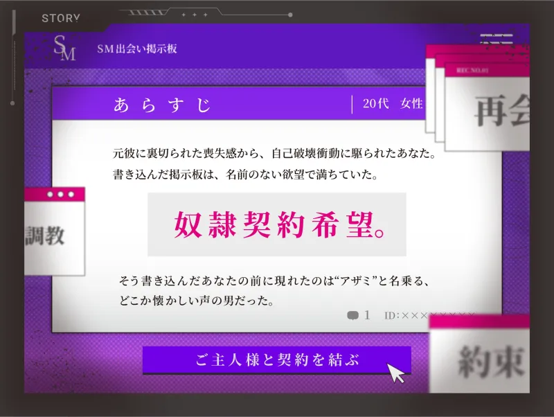 【M向け】SM掲示板で出会ったご主人様と不平等契約 〜はじめてじゃなかった、その約束。〜