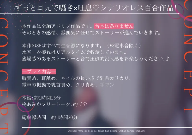 【百合】知らない女の人に4日間電車で痴漢される話【ずっと耳元囁き×シナリオレス作品】