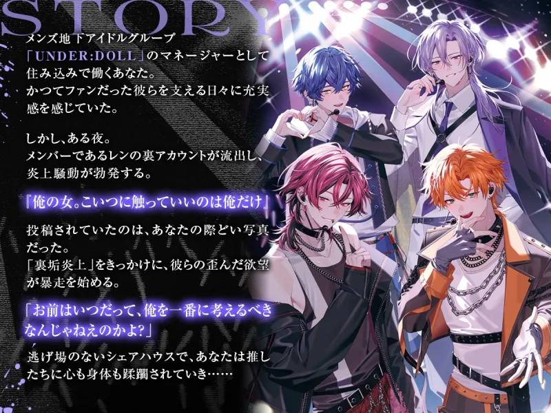 【共有肉便器×楽屋調教】UNDER:DOLL 00. 導入編「壁の向こうにファンがいるんだからな……っ！ほら、口塞いでやるからしゃぶれよ。精液、全部飲み込んで反省しろ♡」