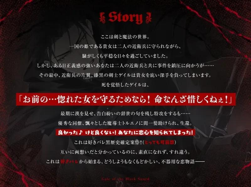【好きバレツンデレ一途従者】黒剣のゲイル～死の覚悟決めて告白したら生き延びちゃった無骨な剣士♪筋肉質で乱暴な彼に優しく愛される王宮初夜～【独占欲全開キスマ刻印】