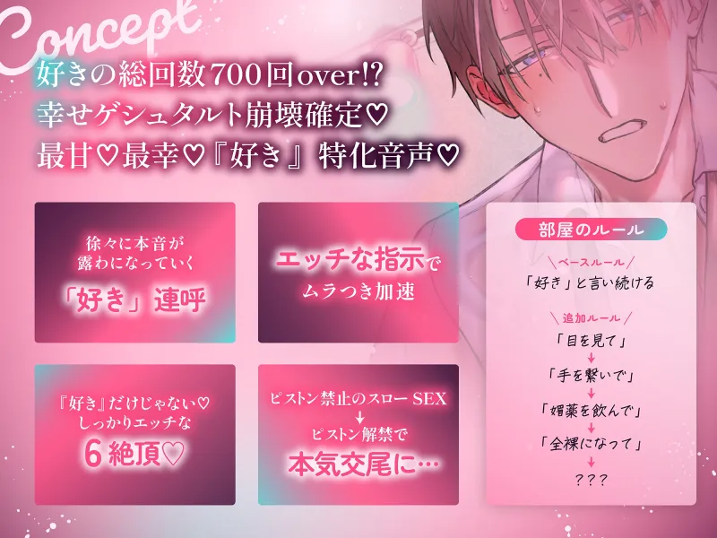 【1トラック好き好き100回↑↑保証】10,000回『好き』と言わないと出られない部屋～好き好き好き好き…脳みそ壊れるまで好き連呼「変態で…ドスケベなお前が好き…♡」